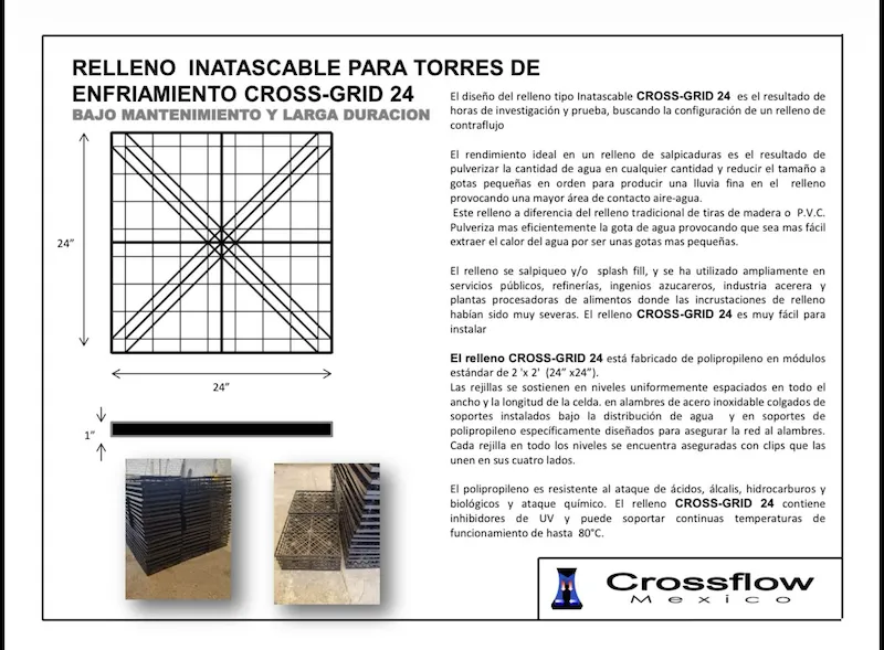 Esprea inatascable para torre de enfriamiento