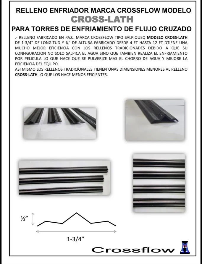 Relleno inatascable para torre de enfriamiento
